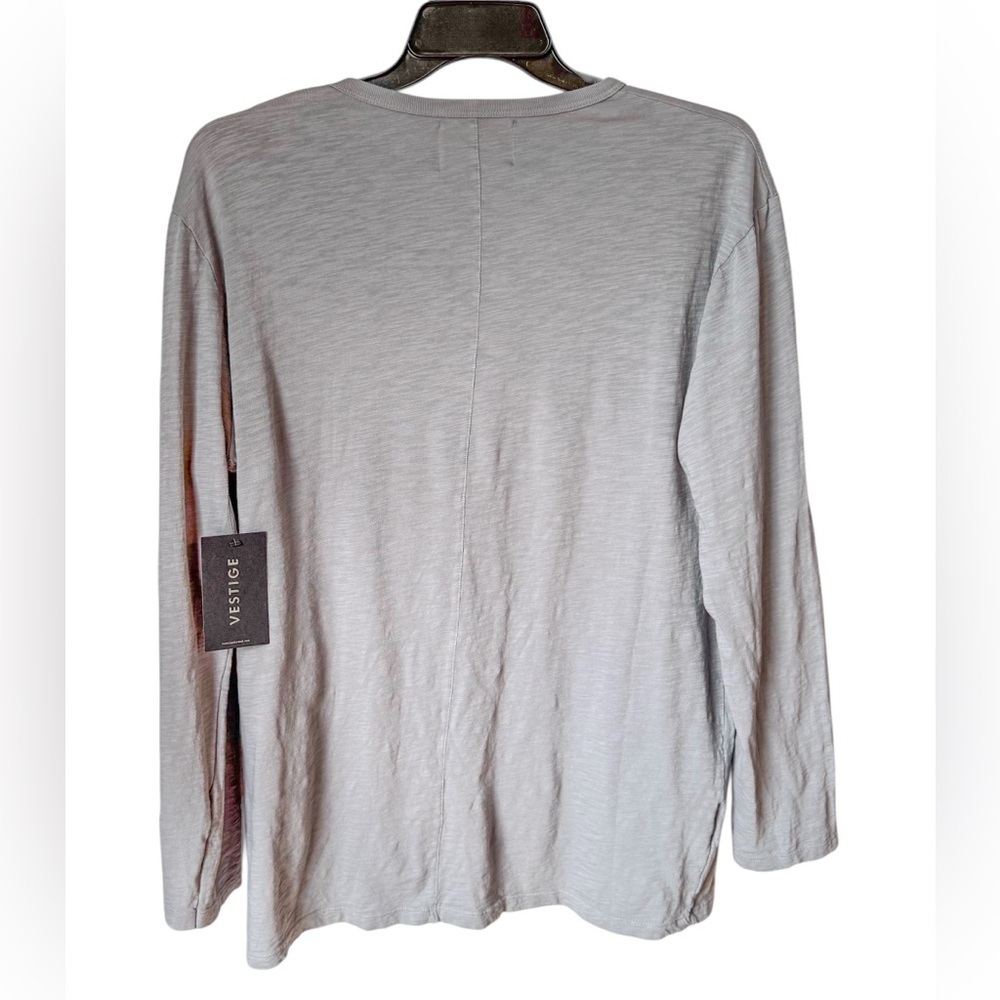 Nwt Vestige Men’s Gray Long Sleeve Henley Organic Cotton Slub Shirt Sz Xl — image 2 of 8